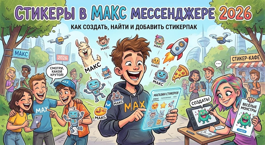 Стикеры в МАКС мессенджере 2026: как создать стикерпак, найти и добавить стикеры.