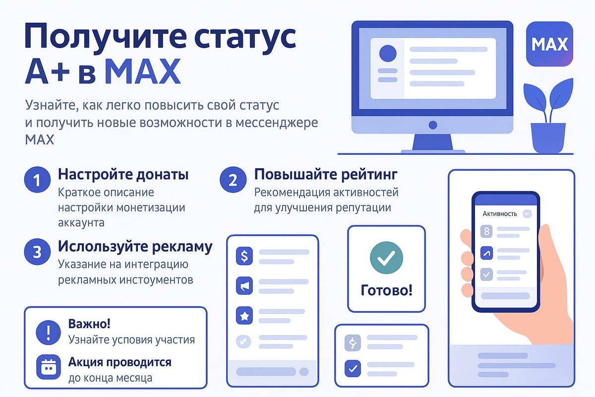 Статус A+ для авторов MAX: донаты и рекламные инструменты