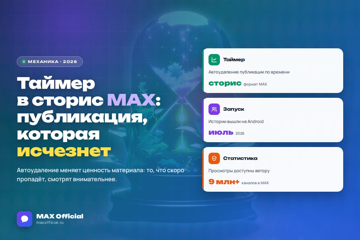 Таймер автоудаления сторис в MAX: зачем нужен и как им пользоваться