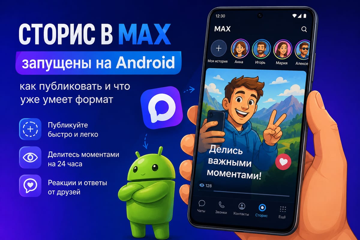 Сторис в MAX запущены на Android: как публиковать и что уже умеет формат