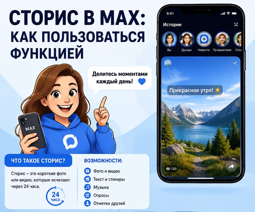 Сторис в MAX: как пользоваться функцией