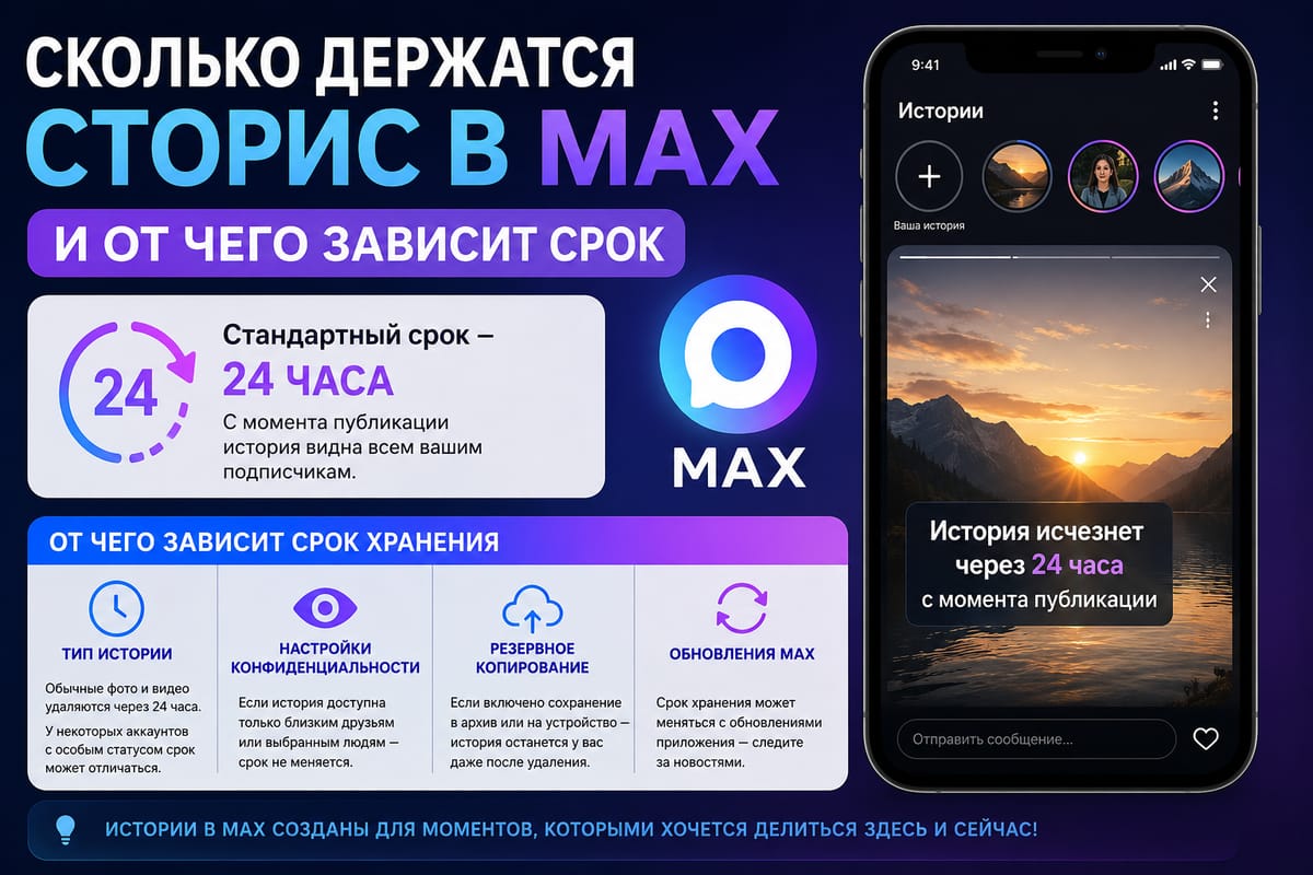 Сколько держатся сторис в MAX и от чего зависит срок