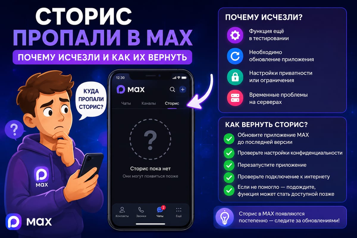 Сторис пропали в MAX: почему исчезли и как их вернуть