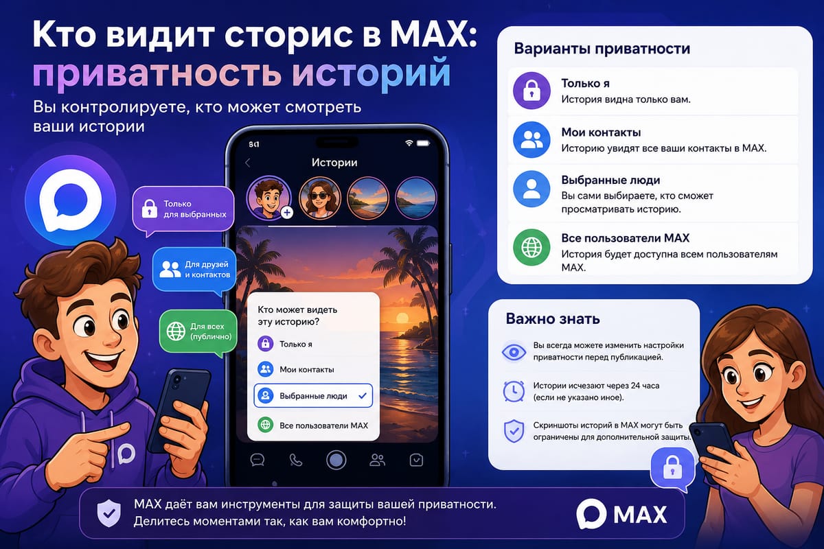 Кто видит сторис в MAX: приватность историй