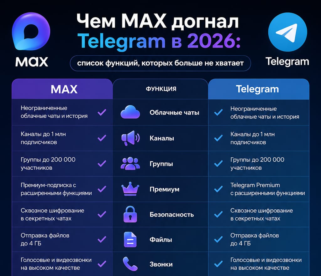 Чем MAX догнал Telegram в 2026: список функций, которых больше не хватает