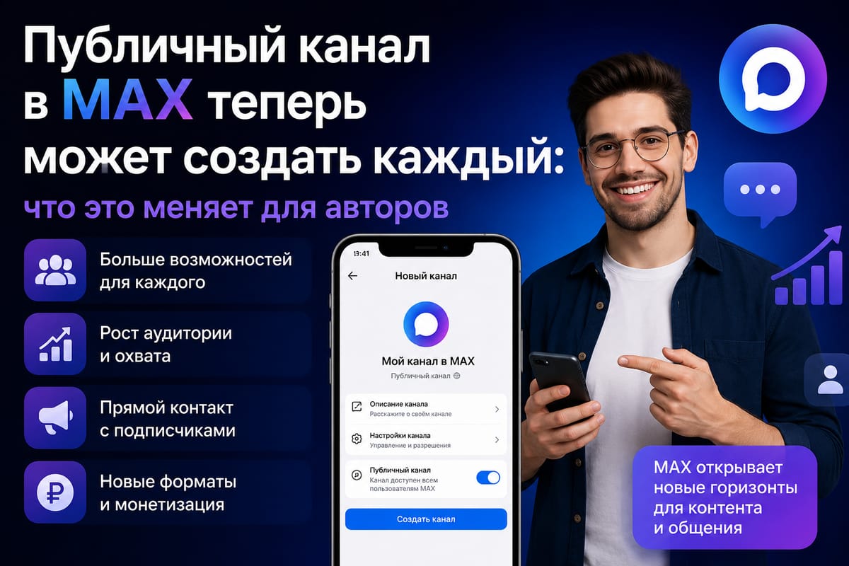 Публичный канал в MAX теперь может создать каждый: что это меняет для авторов
