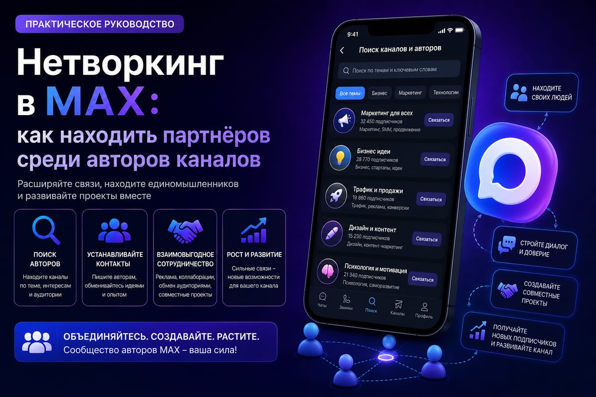 Нетворкинг в MAX: как находить партнёров среди авторов каналов