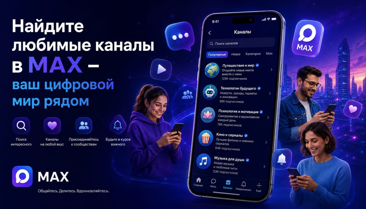 Найдите любимые каналы в MAX – ваш цифровой мир рядом