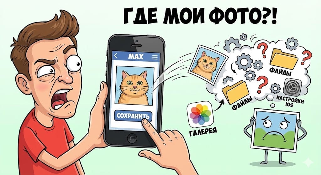 Сохранение фото из MAX на iPhone 2026