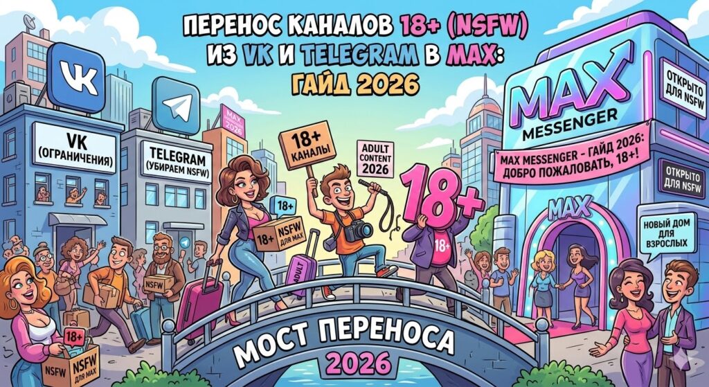 Перенос каналов 18+ NSFW из VK и Telegram в MAX
